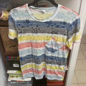 Korean Design Multicolor Tee with Blue and Yellow Accents